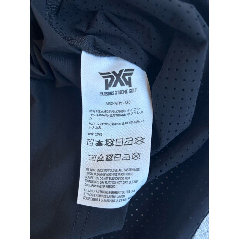 PXG Polo Shirt Mens Large Black White Performance Stretch Laser Cut Golf Preppy - Picture 7 of 9